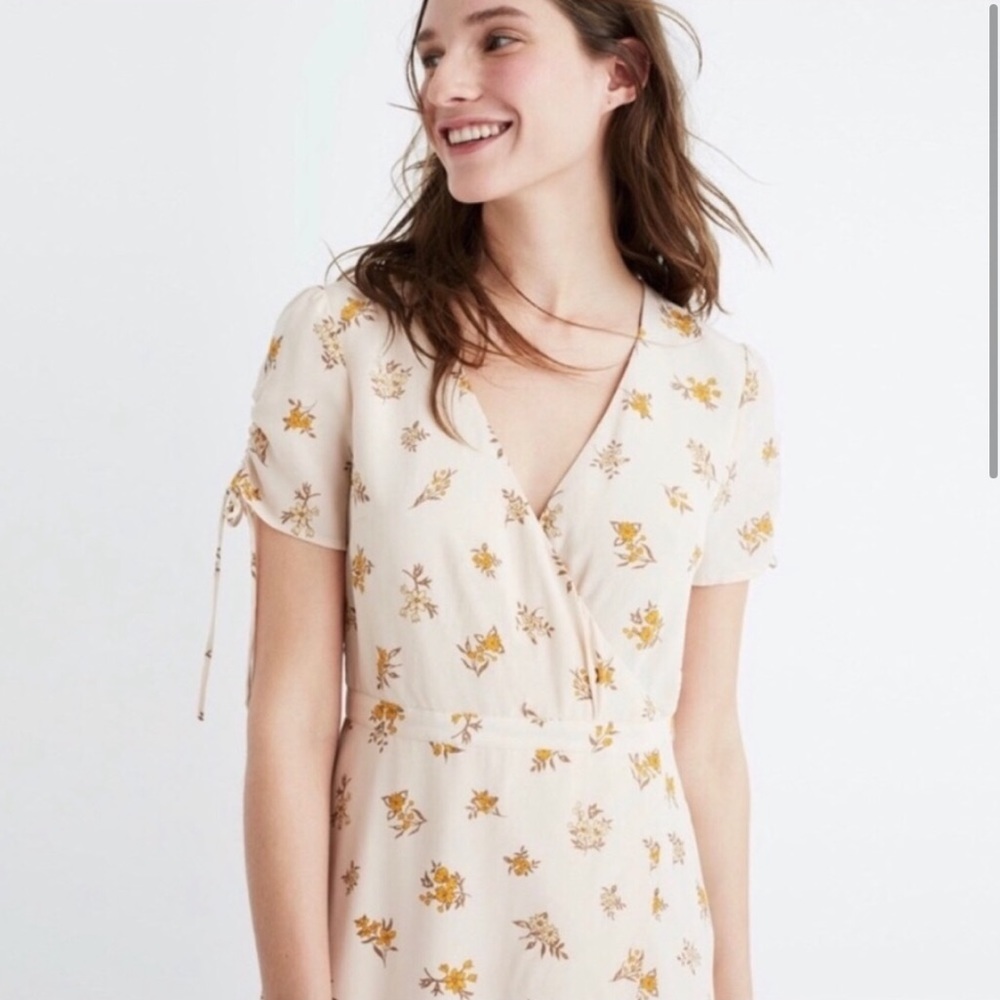 Madewell Beige Silk Wrap Field Bouquet Maxi Dress - Picture 2 of 5